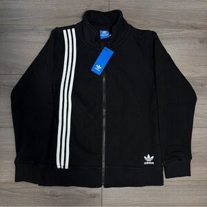 Women’s Black Track Jacket with White Stripes- velvet lined- BRAND NEW